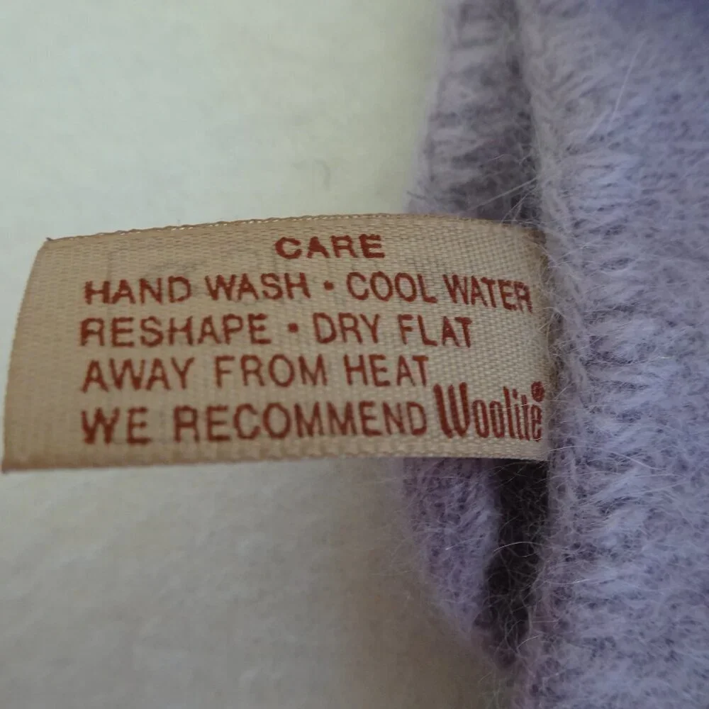 Vintage Angora and Lambs Wool Scarf 6.5” x 36” Purple Lilac Soft